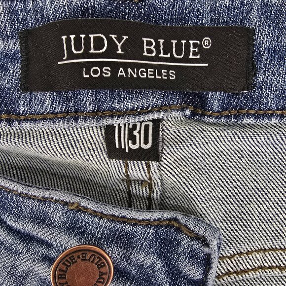 Judy Blue Jeans Women's 11/30 Bootcut Mid-Rise Stretch Distressed Patch JB88696 - Picture 8 of 11